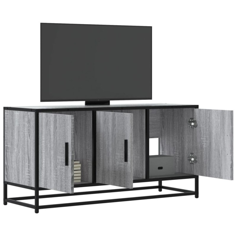 Meuble TV sonoma gris 100x35x50 cm bois d'ingénierie et métal 619018619018