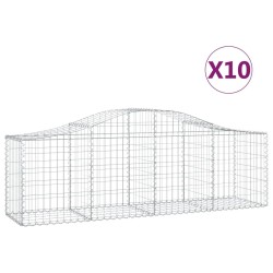 Paniers à gabions arqués 10 pcs 200x50x60/80 cm Fer galvanisé 619019619019