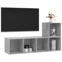 Ensemble de meuble TV 2 pcs Gris béton Bois d'ingénierie 619023619023