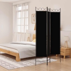 Cloison de séparation 3 panneaux Noir 120x200 cm Tissu 619024619024
