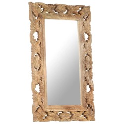 Miroir sculpté à la main Marron 80x50cm Bois de manguier massif 619027619027