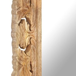 Miroir sculpté à la main Marron 80x50cm Bois de manguier massif 619027619027