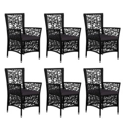 Ensemble à manger d'extérieur 7 pcs Résine tressée Noir 619030619030