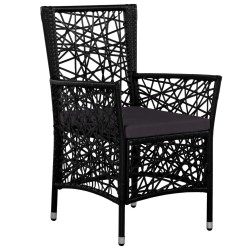 Ensemble à manger d'extérieur 7 pcs Résine tressée Noir 619030619030