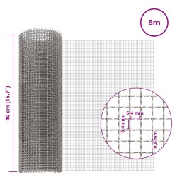Écran en maille 40 x 500 cm 3 Mesh Acier Inoxydable 201 Argenté 619035619035