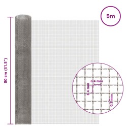 Écran en maille 80 x 500 cm 3 Mesh Acier Inoxydable 201 Argenté 619053619053
