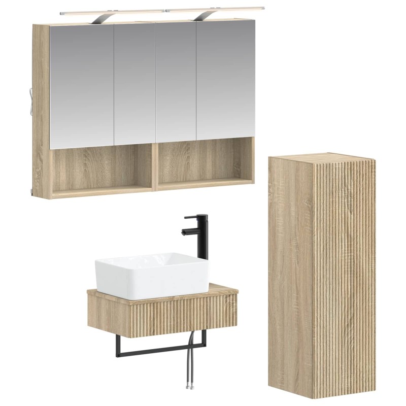 Ensemble d'armoire de salle de bain 4 pcs Chêne Sonoma 619055619055