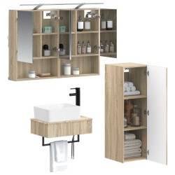 Ensemble d'armoire de salle de bain 4 pcs Chêne Sonoma 619055619055