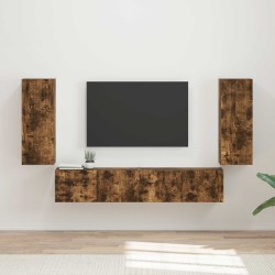 Ensemble de meuble TV mural 4 pcs Chêne fumé Bois d'ingénierie 619058619058