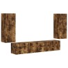 Ensemble de meuble TV mural 4 pcs Chêne fumé Bois d'ingénierie 619058619058