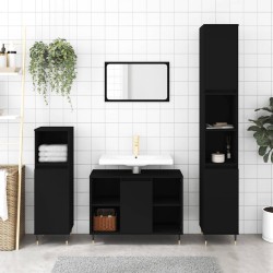 Armoire de salle de bain noir 80x33x60 cm bois d'ingénierie 619059619059