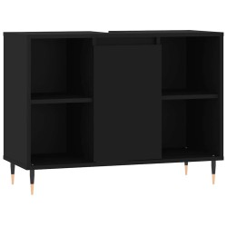 Armoire de salle de bain noir 80x33x60 cm bois d'ingénierie 619059619059