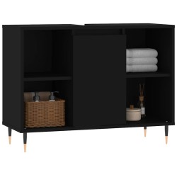 Armoire de salle de bain noir 80x33x60 cm bois d'ingénierie 619059619059