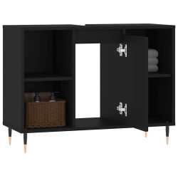 Armoire de salle de bain noir 80x33x60 cm bois d'ingénierie 619059619059