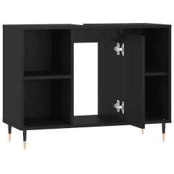 Armoire de salle de bain noir 80x33x60 cm bois d'ingénierie 619059619059