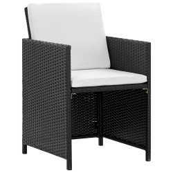 Ensemble à manger d’extérieur 9 pcs coussin Résine tressée Noir 619063619063