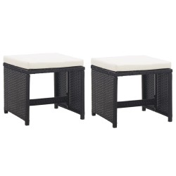 Ensemble à manger d’extérieur 9 pcs coussin Résine tressée Noir 619063619063