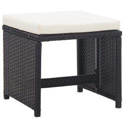 Ensemble à manger d’extérieur 9 pcs coussin Résine tressée Noir 619063619063