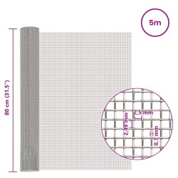 Écran en maille 80 x 500 cm 8 Mesh Acier Inoxydable 201 Argenté 619064619064