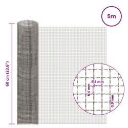 Écran en maille 60 x 500 cm 3 Mesh Acier Inoxydable 201 Argenté 619068619068