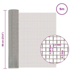 Écran en maille 60 x 500 cm 8 Mesh Acier Inoxydable 201 Argenté 619070619070