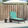 Chaise longue à roulettes avec coussin en rotin synthétique noir 619071619071