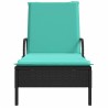 Chaise longue à roulettes avec coussin en rotin synthétique noir 619071619071