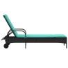 Chaise longue à roulettes avec coussin en rotin synthétique noir 619071619071