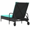 Chaise longue à roulettes avec coussin en rotin synthétique noir 619071619071