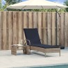 Chaise longue à roulettes avec coussin gris résine tressée 619075619075