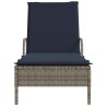 Chaise longue à roulettes avec coussin gris résine tressée 619075619075