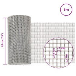Écran en maille 20 x 500 cm 8 Mesh Acier Inoxydable 201 Argenté 619076619076