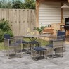 Ensemble à manger de jardin 7 pcs coussins gris résine tressée 619087619087