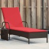 Chaise longue à roulettes avec coussin en rotin synthétique marron 619097619097