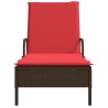 Chaise longue à roulettes avec coussin en rotin synthétique marron 619097619097