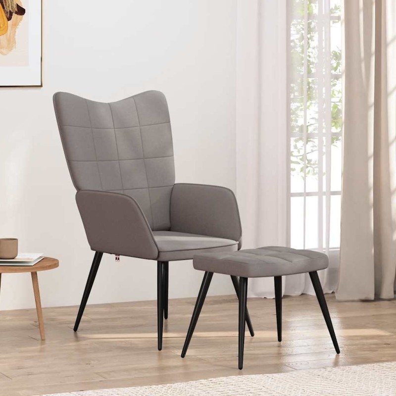 Chaise de relaxation avec tabouret Taupe Tissu 619109619109