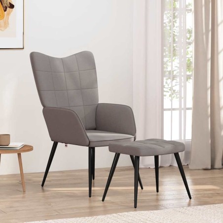 Chaise de relaxation avec tabouret Taupe Tissu 619109619109
