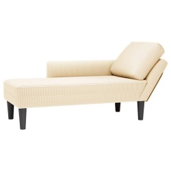 Chaise longue avec coussin crème tissu en velours côtelé 619113619113