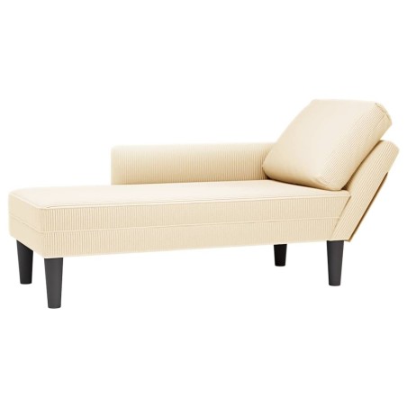 Chaise longue avec coussin crème tissu en velours côtelé 619113619113