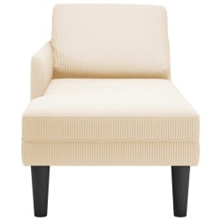 Chaise longue avec coussin crème tissu en velours côtelé 619113619113