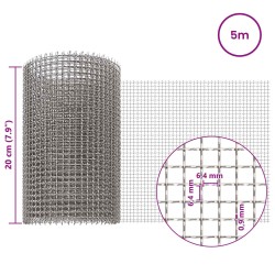 Écran en maille 20 x 500 cm 3 Mesh Acier Inoxydable 201 Argenté 619116619116