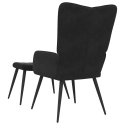 Chaise de relaxation avec tabouret Noir Velours 619121619121
