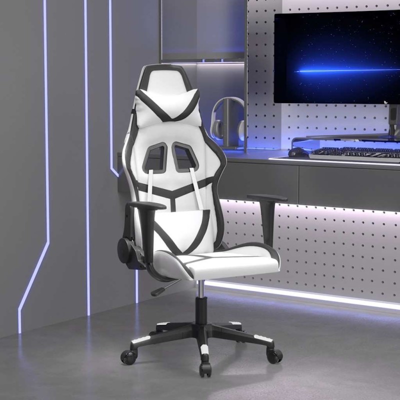 Chaise de jeu de massage Blanc et noir Similicuir 619136619136
