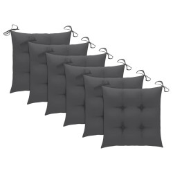 Chaises à manger d'extérieur lot de 6 et coussins Acacia massif 619149619149