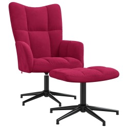 Chaise de relaxation avec tabouret Rouge bordeaux Velours 619154619154