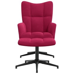 Chaise de relaxation avec tabouret Rouge bordeaux Velours 619154619154
