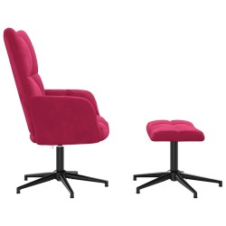 Chaise de relaxation avec tabouret Rouge bordeaux Velours 619154619154