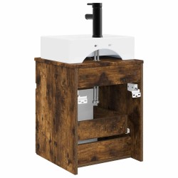 Meuble-sèche avec évier mural Chêne fumé 39 x 41 x 62,5 cm 619155619155