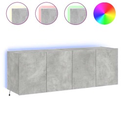 Meubles TV muraux et lumières LED 2pcs gris béton 60x35x41 cm 619162619162