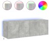 Meubles TV muraux et lumières LED 2pcs gris béton 60x35x41 cm 619162619162